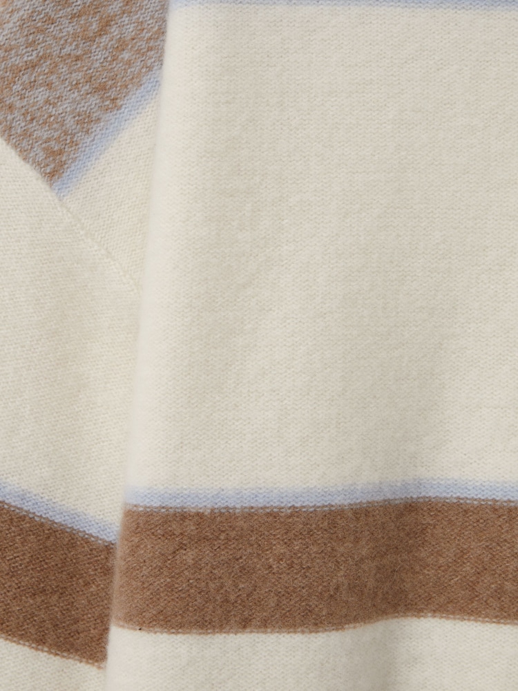 Reiss Ivory/Blue Willow Wool-Cashmere Fuzzy Striped Jumper - Image 4 of 4