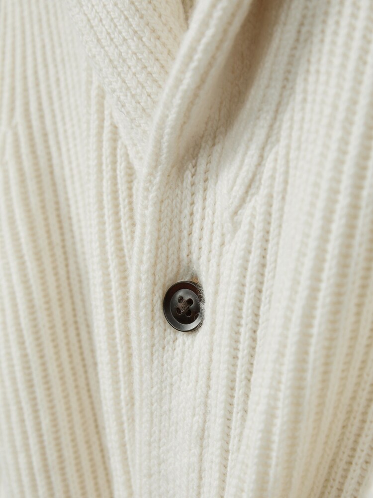Reiss Off White Nimbus 13-14 yrs Ribbed Shawl Cardigan With Merino Wool - Image 4 of 4