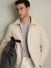 Reiss Stone Hyde Padded Technical Press-Stud Overshirt - Image 1 of 8