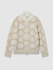 LES 100 CIEL Neutral/Cream Reiss | Les 100 Ciels Cashmere-Blend Bouclé Jacket - Image 2 of 6