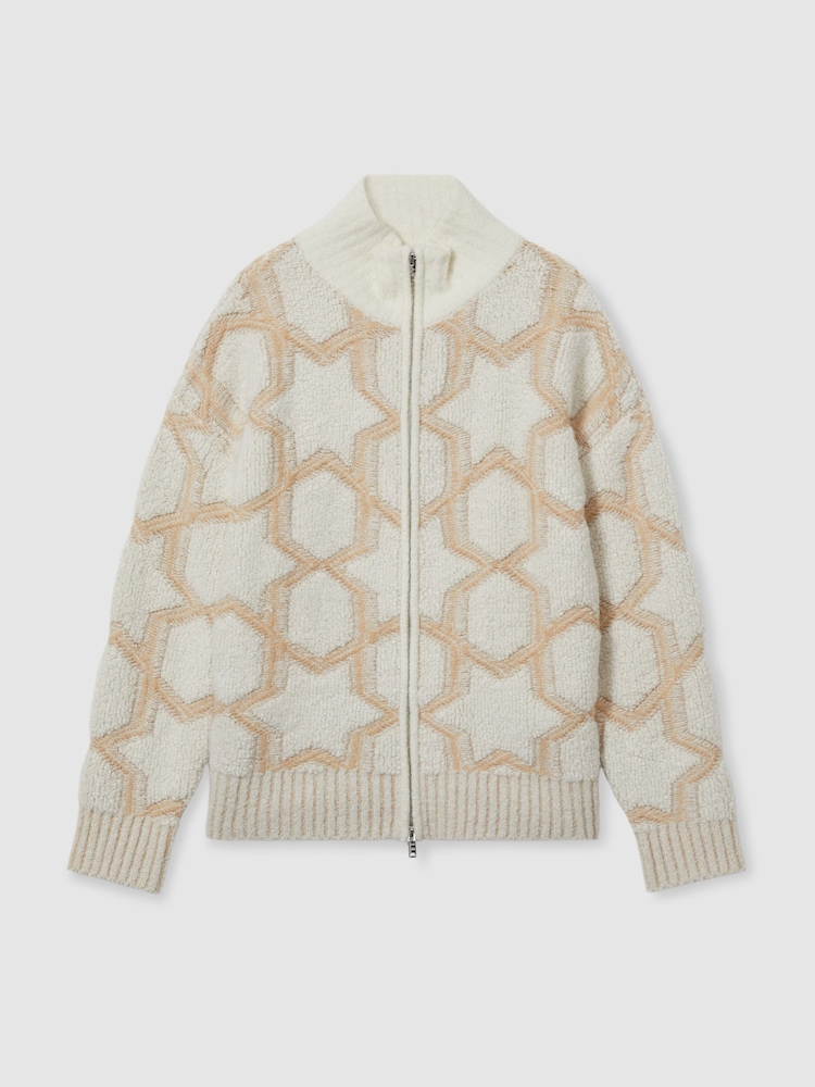 LES 100 CIEL Neutral/Cream Reiss | Les 100 Ciels Cashmere-Blend Bouclé Jacket - Image 2 of 6