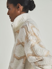 LES 100 CIEL Neutral/Cream Reiss | Les 100 Ciels Cashmere-Blend Bouclé Jacket - Image 3 of 6