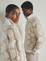 LES 100 CIEL Neutral/Cream Reiss | Les 100 Ciels Cashmere-Blend Bouclé Jacket - Image 6 of 6