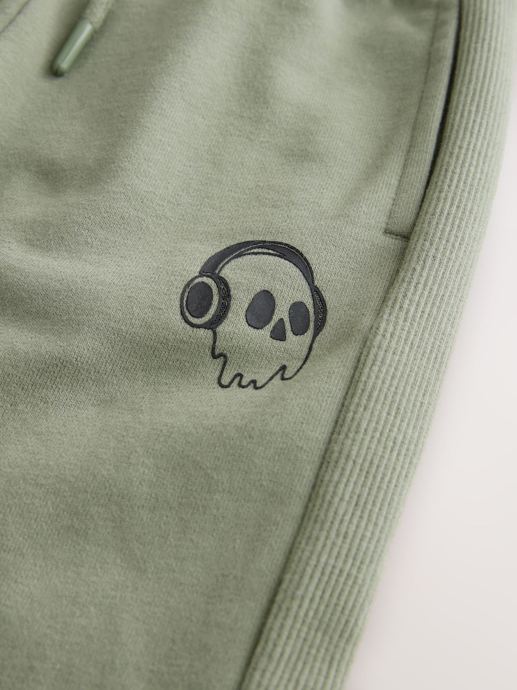 Khaki Skull 100% Cotton Slim Side Rib Joggers (3-16yrs) - Image 4 of 4