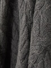 Reiss Mid Grey Melange Tamworth Cabled Zip-Neck Jumper with Cotton and Wool - Image 6 of 6