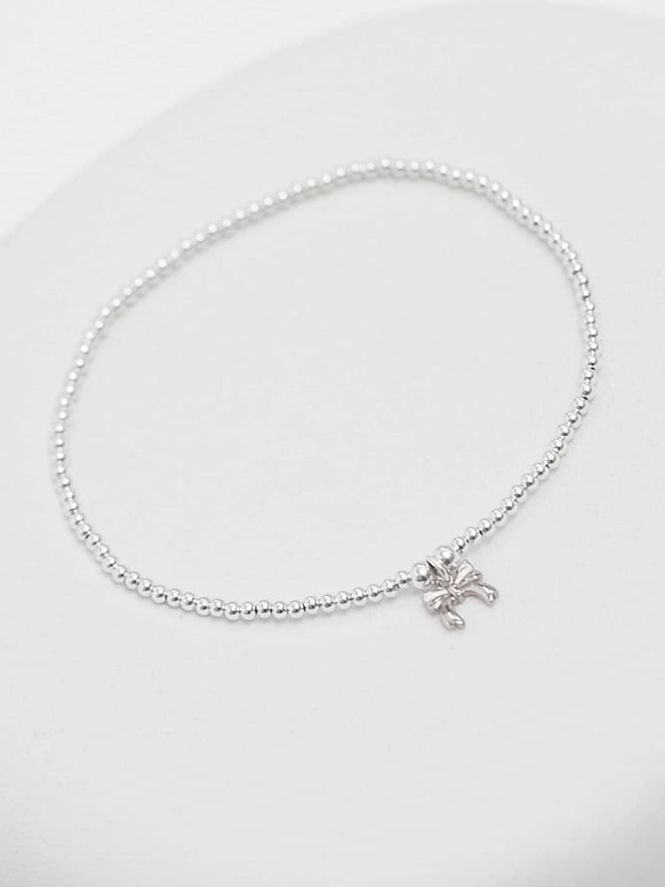Simply Silver Silver Tone 925 Bow Charm Stretch Bracelet - Image 1 of 4
