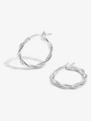 Simply Silver Silver Tone 925 Polished Textured Woven Hoop Earrings - Image 2 of 3