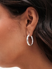 Simply Silver Silver Tone 925 Polished Textured Woven Hoop Earrings - Image 3 of 3