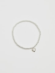 Simply Silver Silver Tone 925 Cubic Zirconia Heart Charm Stretch Bracelet - Image 2 of 3