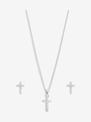 Simply Silver Silver Tone 925 Cubic Zirconia Cross Set With Gift Boxed - Image 2 of 4