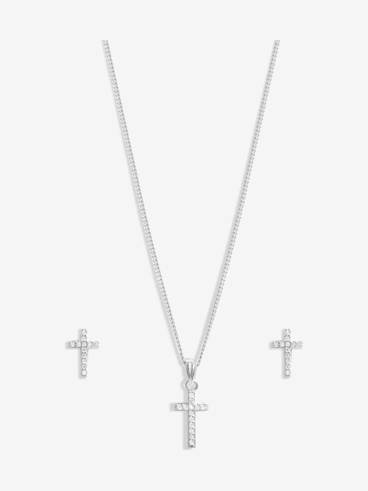 Simply Silver Silver Tone 925 Cubic Zirconia Cross Set With Gift Boxed - Image 2 of 4