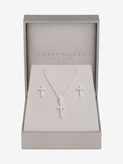 Simply Silver Silver Tone 925 Cubic Zirconia Cross Set With Gift Boxed - Image 3 of 4