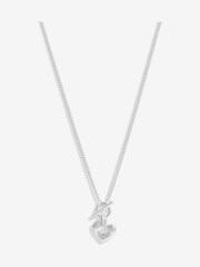 Simply Silver Tone 925 Heart Molten T-Bar Necklace - Imaginea 1 din 2