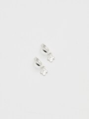 Simply Silver Silver Tone 925 Polished Diamond Cut Clover Charm Hoop Earrings - Image 3 of 3