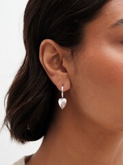 Simply Silver Silver Tone 925 Polished Diamond Cut Heart Drop Earrings - Image 2 of 3