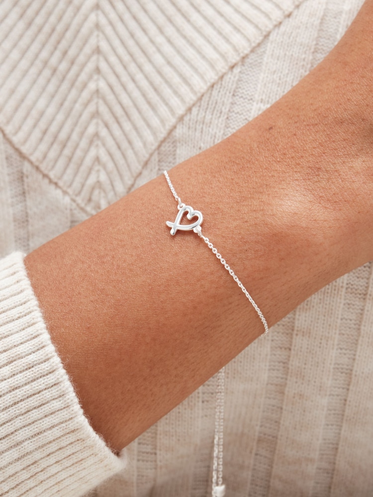 Simply Silver Silver Tone 925 Cross-Over Heart Toggle Bracelet - Image 1 of 3