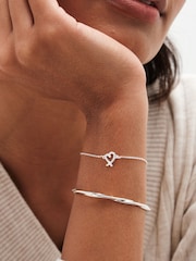 Simply Silver Silver Tone 925 Cross-Over Heart Toggle Bracelet - Image 3 of 3