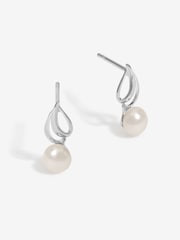 Simply Silver Silver Tone 925 Polished and Pearl Swirl Earrings - Image 1 of 3