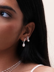 Simply Silver Silver Tone 925 Polished and Pearl Swirl Earrings - Image 2 of 3