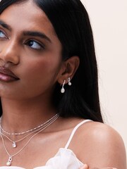 Simply Silver Silver Tone 925 Polished and Pearl Swirl Earrings - Image 3 of 3