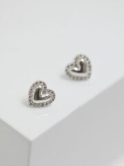 Simply Silver Silver Tone 925 Cubic Zirconia Heart Stud Earrings - Image 1 of 3