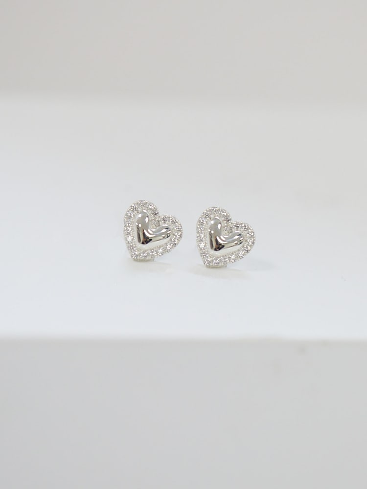 Simply Silver Silver Tone 925 Cubic Zirconia Heart Stud Earrings - Image 3 of 3