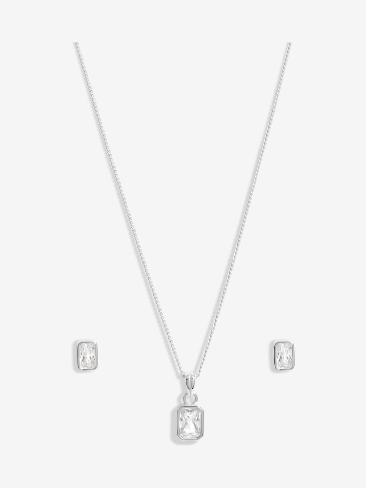 Simply Silver Silver Tone 925 Cubic Zirconia Cushion Set With Gift Boxed - Image 1 of 4