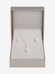 Simply Silver Silver Tone 925 Cubic Zirconia Cushion Set With Gift Boxed - Image 3 of 4