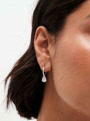 Simply Silver Silver Tone 925 Cubic Zirconia Crystal Drop Hoop Earrings - Image 1 of 3