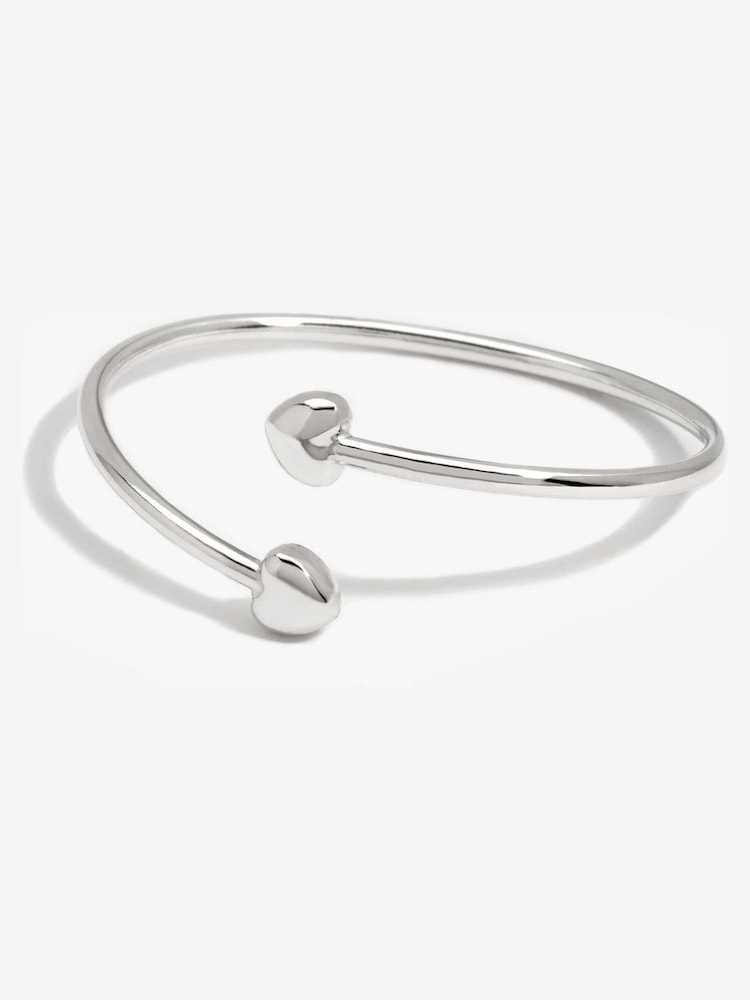 Simply Silver Silver Tone 925 Polished Puff Heart Cuffs Bracelet - Image 1 of 3