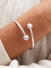 Simply Silver Silver Tone 925 Polished Puff Heart Cuffs Bracelet - Image 2 of 3
