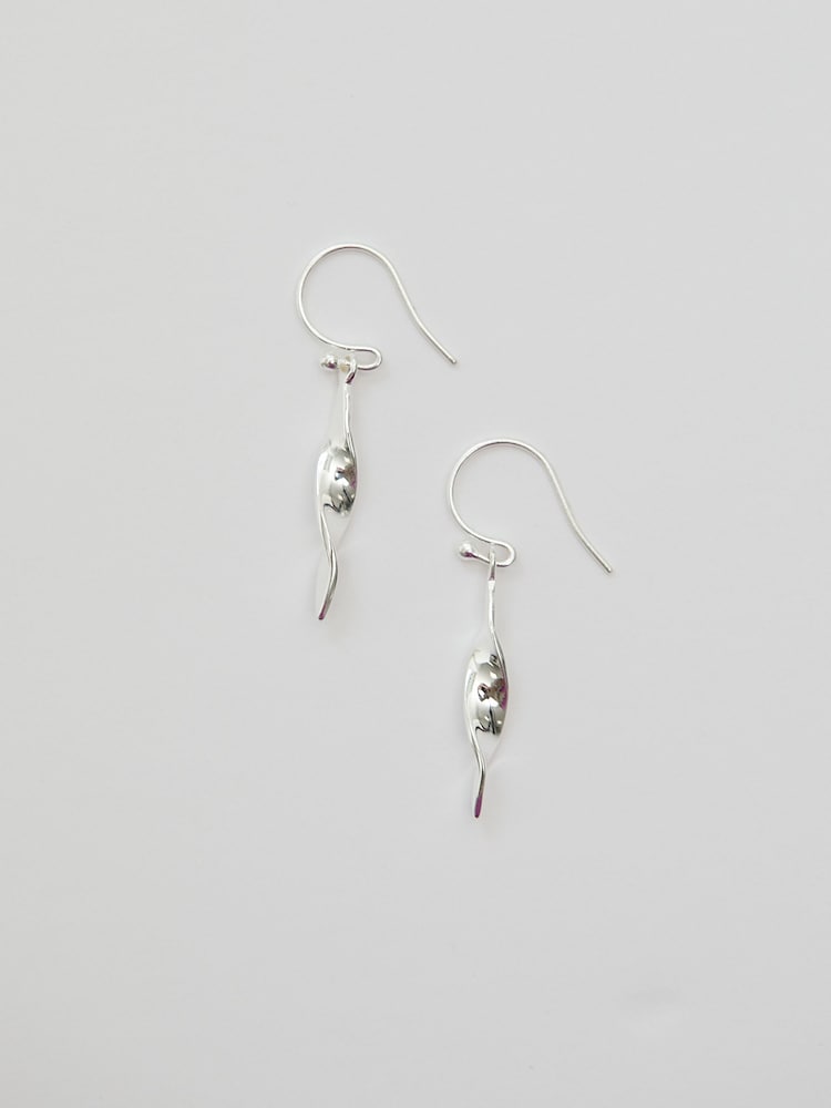 Simply Silver Tone 925 Polished Twist Drop Earrings - Imagen 1 de 2