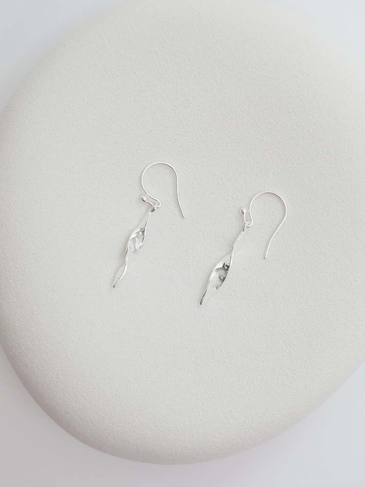 Simply Silver Tone 925 Polished Twist Drop Earrings - Imagen 2 de 2