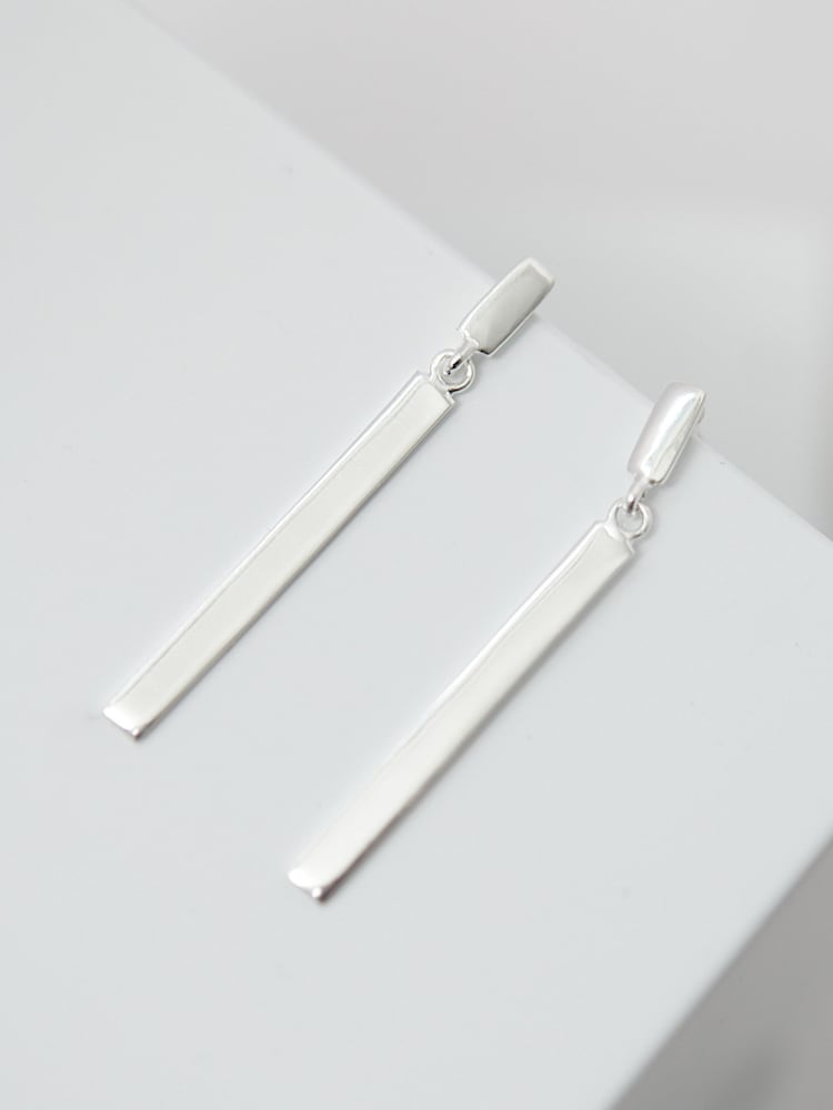 Simply Silver Silver Tone 925 Polished Sleek Stick Drop Earrings - Image 2 of 3