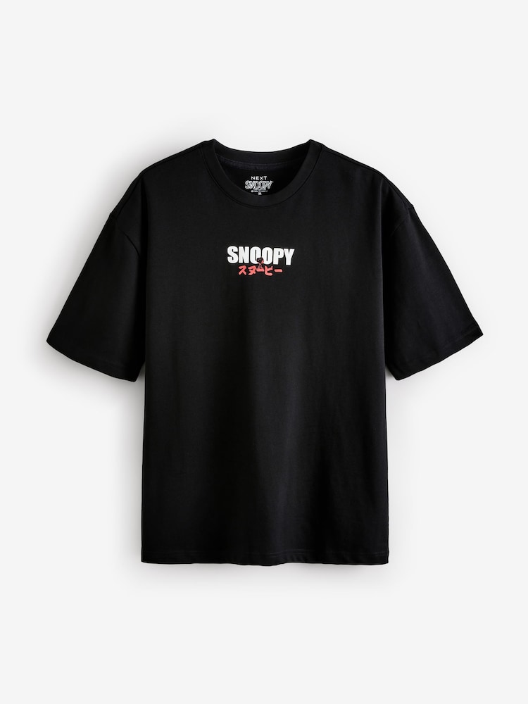 Black Licence Snoopy 100% Cotton T-Shirt - Image 5 of 9