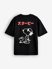 Black Licence Snoopy 100% Cotton T-Shirt - Image 3 of 5