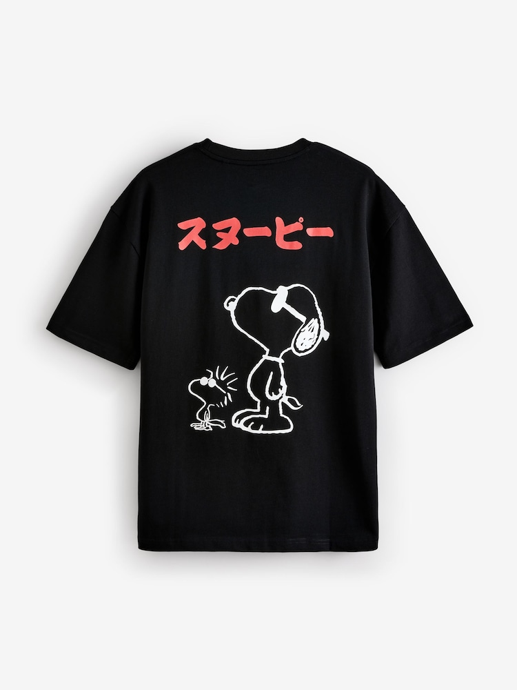 Black Licence Snoopy 100% Cotton T-Shirt - Image 6 of 9