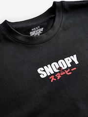 Black Licence Snoopy 100% Cotton T-Shirt - Image 5 of 5