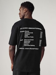 Noir Joy Division - Coupe ample - T-shirt imprimé graphique Band - Image 1 de 8