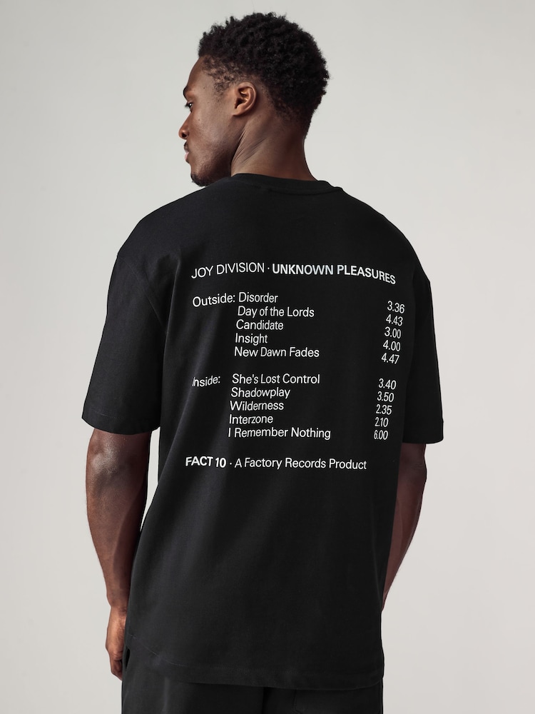 Noir Joy Division - Coupe ample - T-shirt imprimé graphique Band - Image 1 of 8