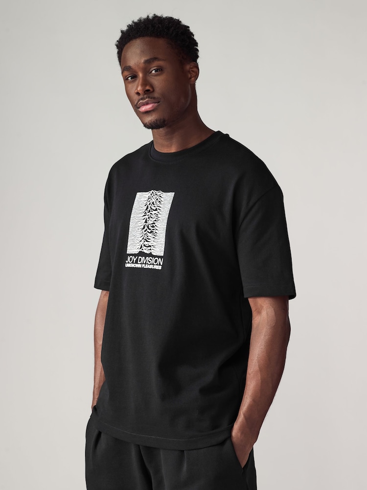 Noir Joy Division - Coupe ample - T-shirt imprimé graphique Band - Image 3 of 8