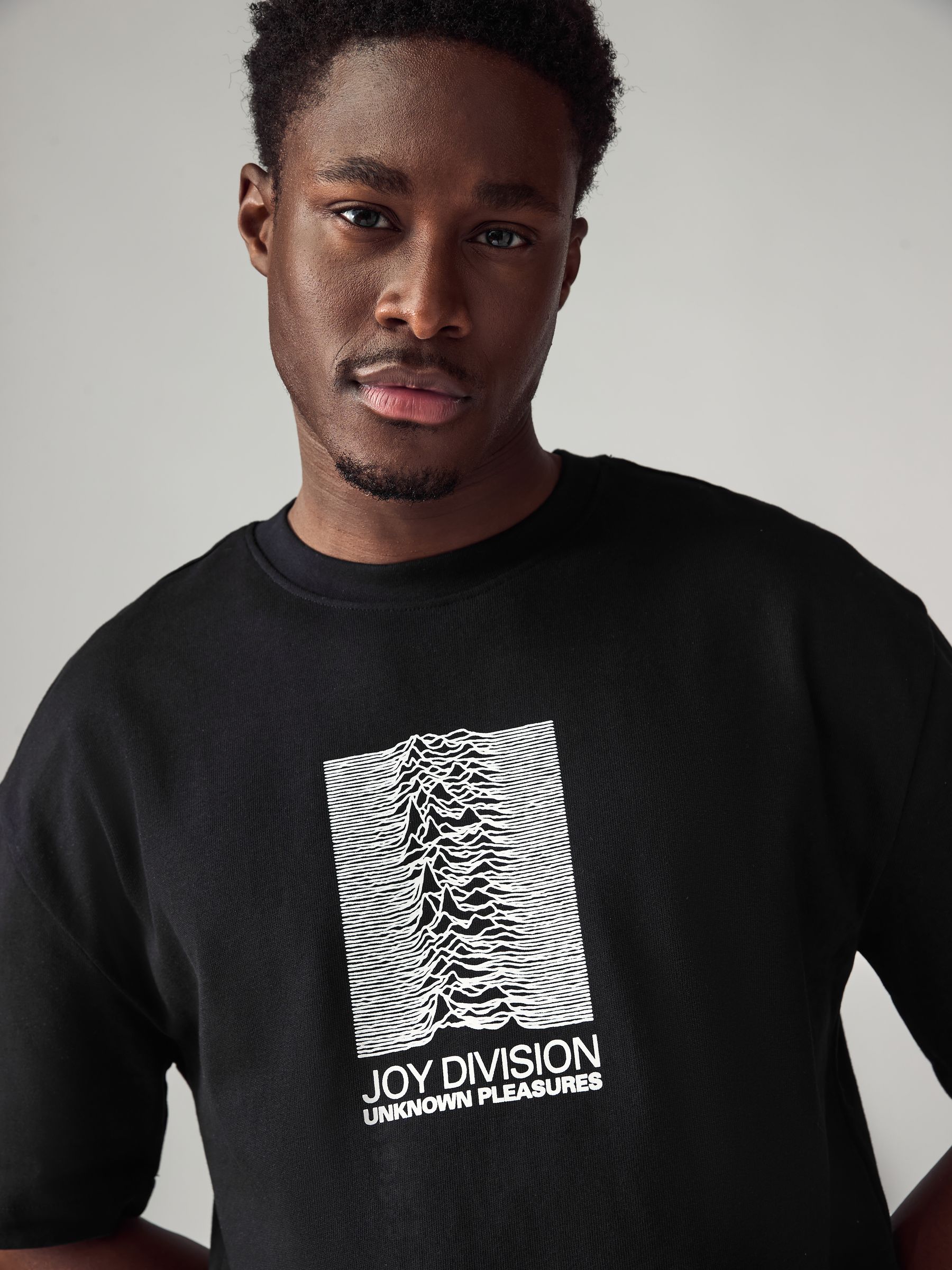 Joy Division T-Shirt Donna – Space Lady Logo – Skinny Fit – Grigio Chiaro – Taglia L – Ufficiale Rock Off