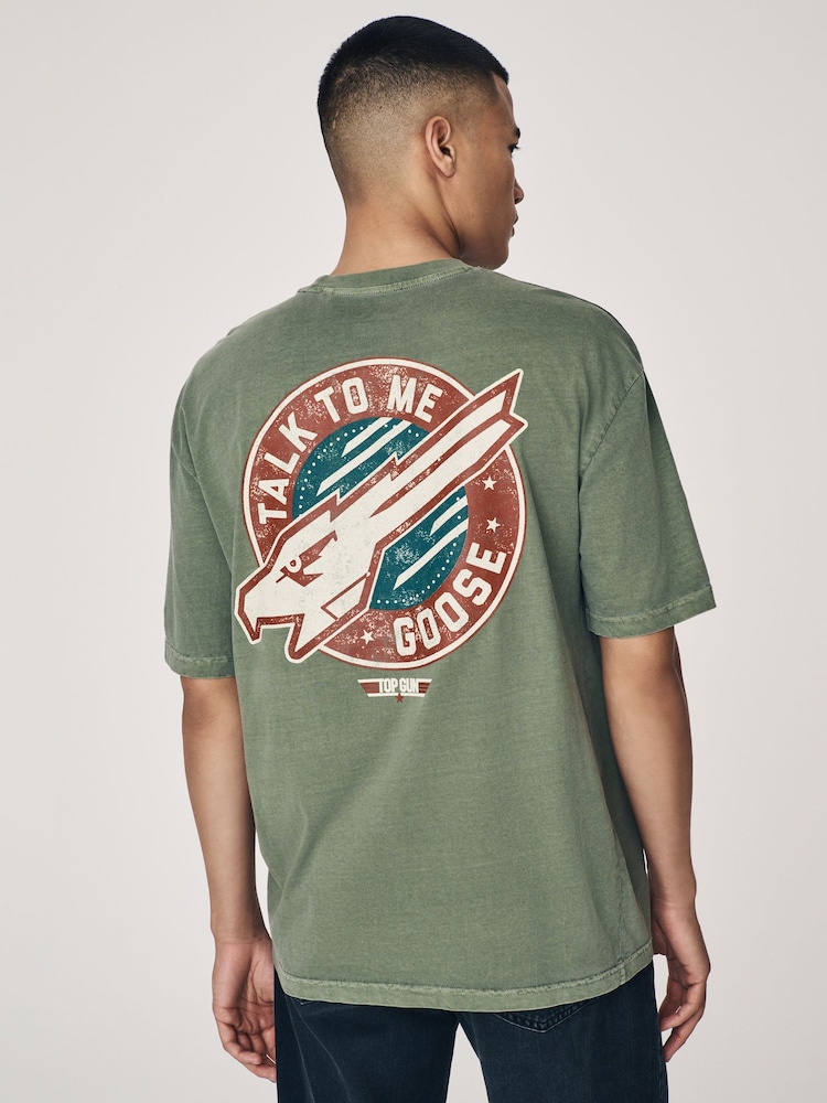 Зеленый хаки - Regular Fit Top Gun License 100% Cotton T-Shirt - Image 1 of 9
