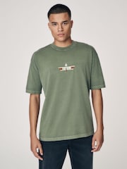 Зеленый хаки - Regular Fit Top Gun License 100% Cotton T-Shirt - Image 3 of 9