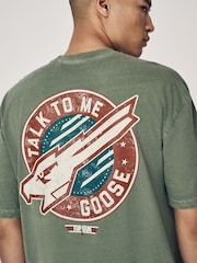 Зеленый хаки - Regular Fit Top Gun License 100% Cotton T-Shirt - Image 4 of 9