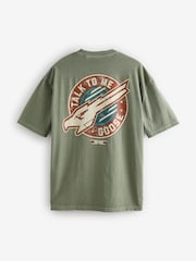 Зеленый хаки - Regular Fit Top Gun License 100% Cotton T-Shirt - Image 7 of 9