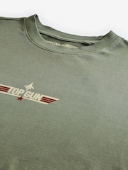 Зеленый хаки - Regular Fit Top Gun License 100% Cotton T-Shirt - Image 9 of 9
