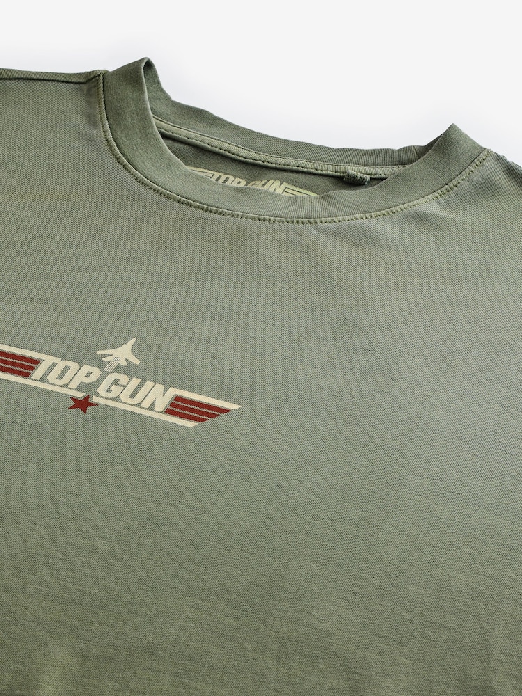 Зеленый хаки - Regular Fit Top Gun License 100% Cotton T-Shirt - Image 9 of 9