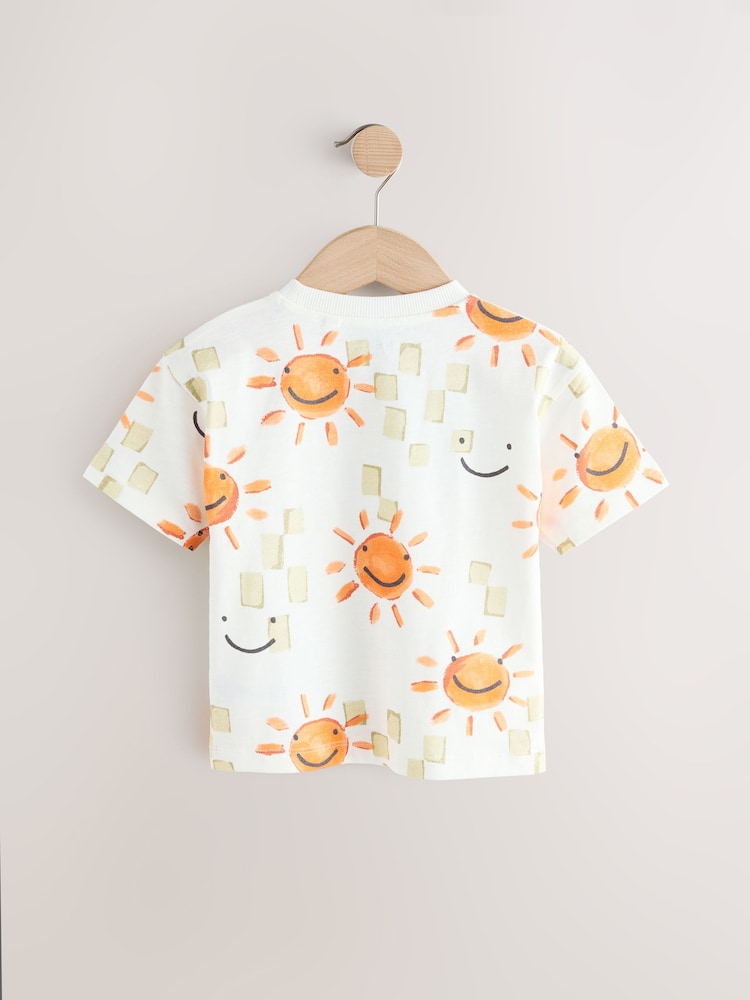 White Happy Face Short Sleeve All-Over Print T-Shirt (3mths-7yrs) - Image 2 of 4