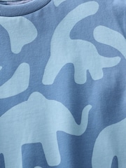 Blue Dinosaur Print Short Sleeve All-Over Print T-Shirt (3mths-7yrs) - Image 3 of 4